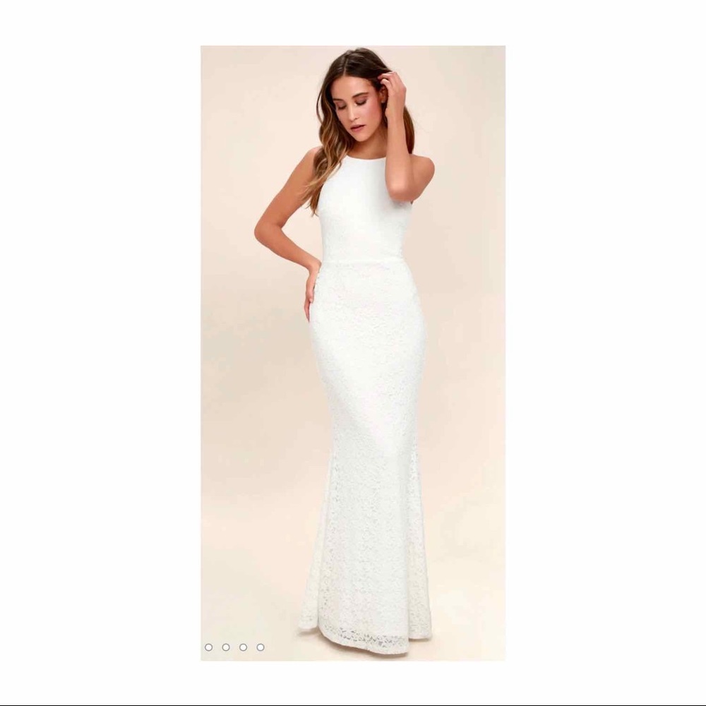 LuLu's Allure Ivory Lace Maxi, Size Large